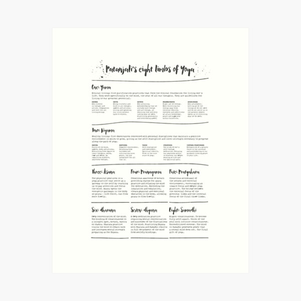 Item preview, Patanjali 8 Limbs of Yoga Art Board Poster Print  designed and sold by KimiBloom.