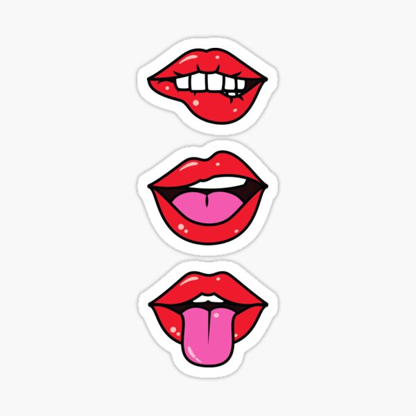 Hot Red Lips Biting And Kissing Sexually Explicit Sticker For Sale