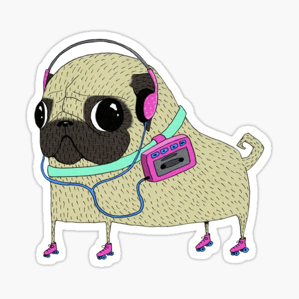 Item preview, 80s Roller skate pug designed and sold by agrapedesign.