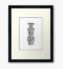 13 Virtues Framed Print