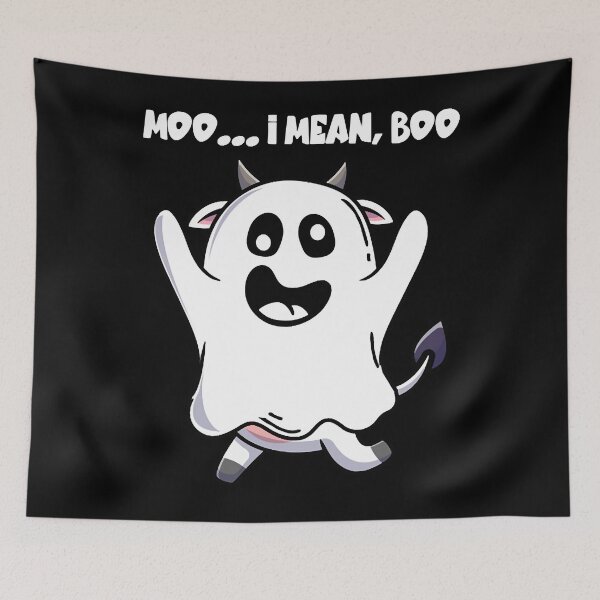 Item preview, Ghost Cow Moo I Mean Boo cut Halloween Cow designed and sold by gregorylbond.