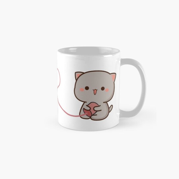 peach and goma mochi cat Mug classique
