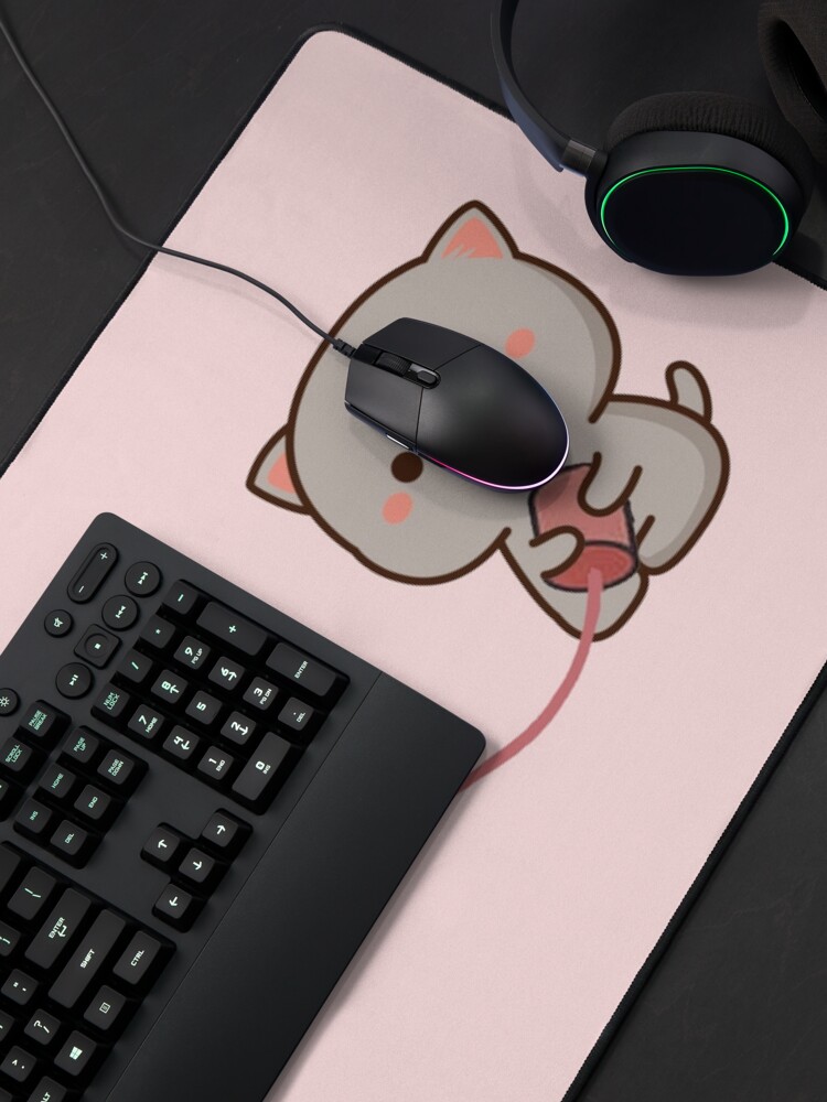 Alternate view of peach and goma mochi cat Mouse Pad