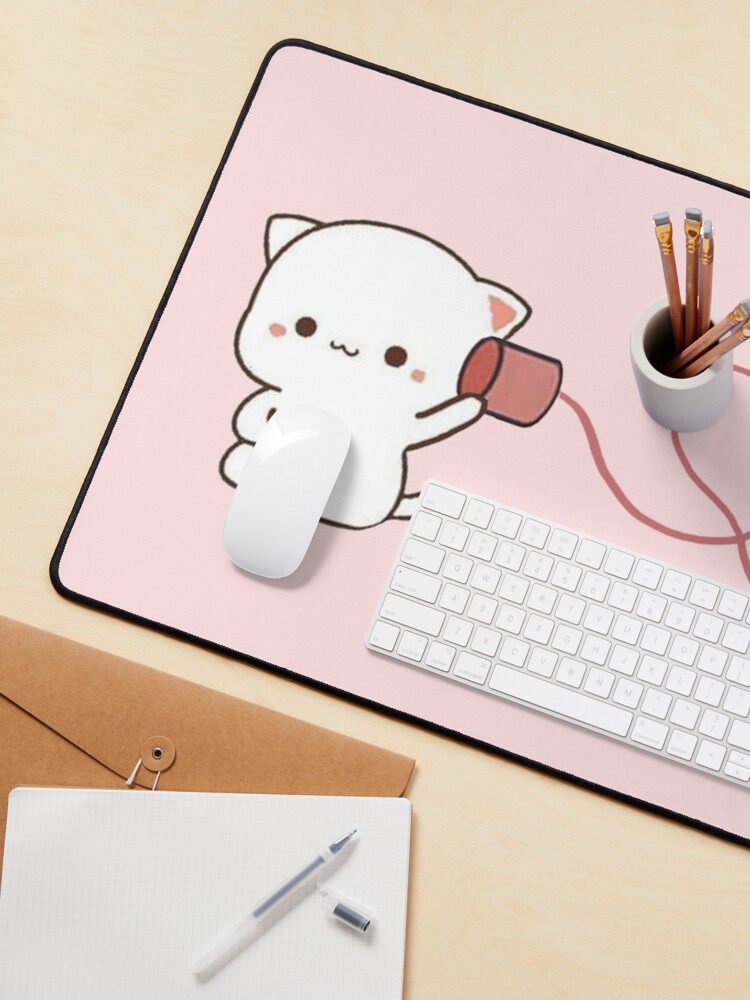 Alternate view of peach and goma mochi cat Mouse Pad