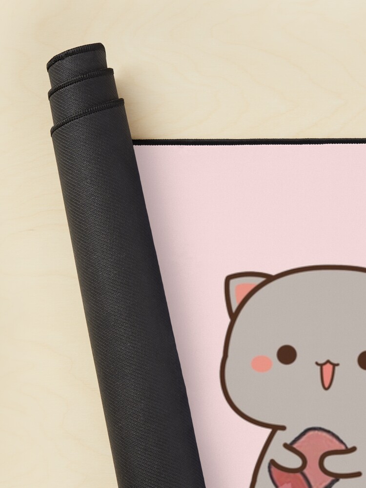 Alternate view of peach and goma mochi cat Mouse Pad