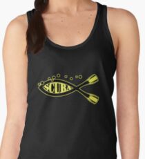 Scuba Dive Jesus Fish Black Yellow Women's Tank Top