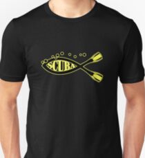 Scuba Dive Jesus Fish Black Yellow Unisex T-Shirt