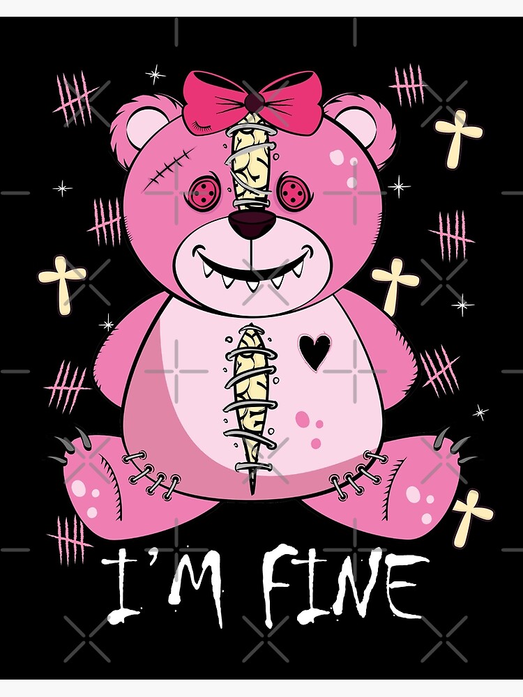 Kawaii Pastel Goth Teddy Bear Emo | Art Board Print