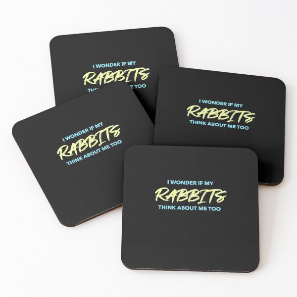 Item preview, I Wonder If My Rabbits Think About Me Too  - funny rabbit design in blue and yellow text designed and sold by katiekendall.