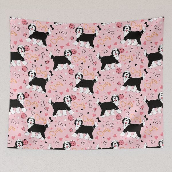 Item preview, Cute Black and White Sheepadoodle Dog designed and sold by Lulupainting.