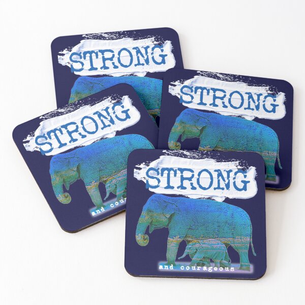 Item preview, Bible Verse Strong and Courageous Colourful Elephants - Christian Design designed and sold by TheKingdomAttic.