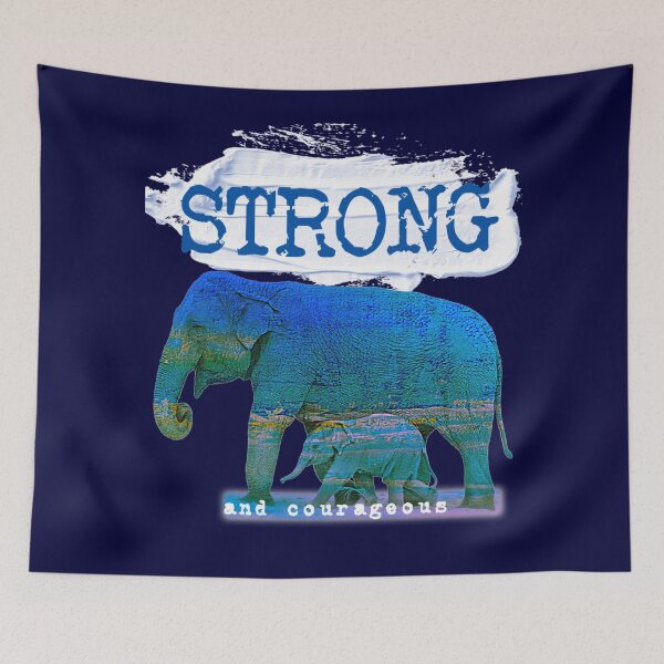 Item preview, Bible Verse Strong and Courageous Colourful Elephants - Christian Design designed and sold by TheKingdomAttic.