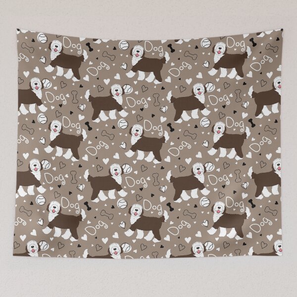 Item preview, Cute Chocolate Brown and Whtie Sheepadoodle Dog designed and sold by Lulupainting.