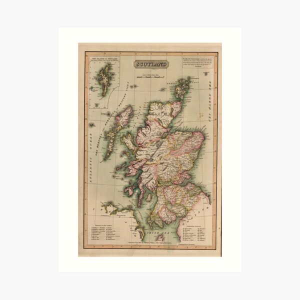 Vintage Map of Scotland (1814) Art Print