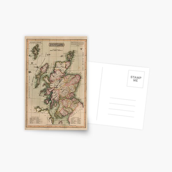 Vintage Map of Scotland (1814) Postcard