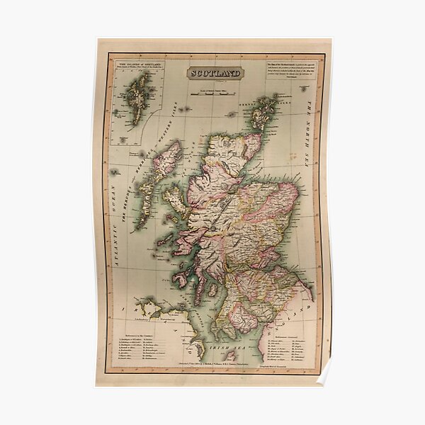 Vintage Map of Scotland (1814) Poster