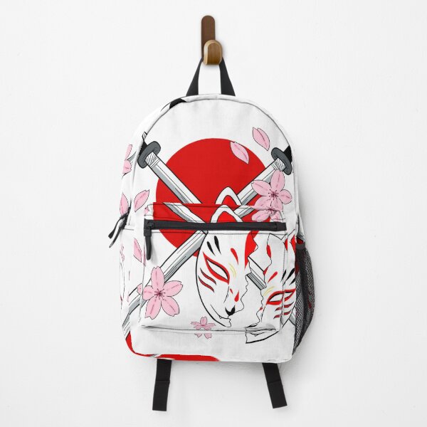 Item preview, Kitsune mask with a katana, yokai, japanese aesthetic sakura flowers, japanese traditional art inspiration, designed and sold by shodark.