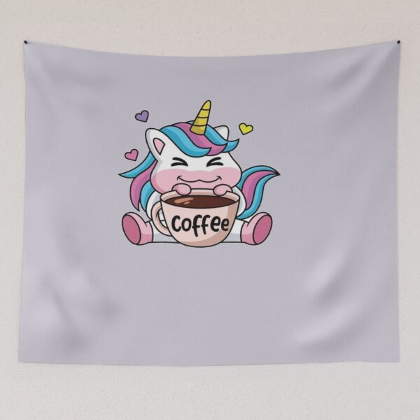 Item preview, cute unicorn with coffee designed and sold by Yassmeenn.