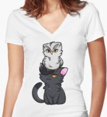 owl n pussycat Women's Fitted V-Neck T-Shirt