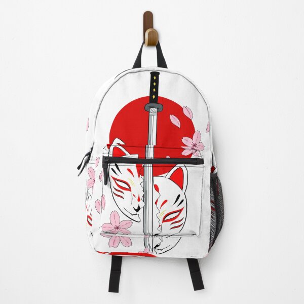 Item preview, Kitsune mask with a katana, yokai, japanese aesthetic sakura flowers, japanese traditional art inspiration, designed and sold by shodark.