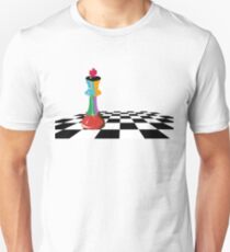 Colored Chess King Piece on Chessboard Unisex T-Shirt