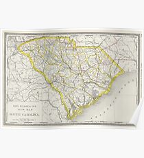 Vintage Map of South Carolina (1889) Poster