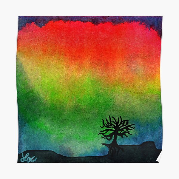 Aurora Australis with Tree Poster