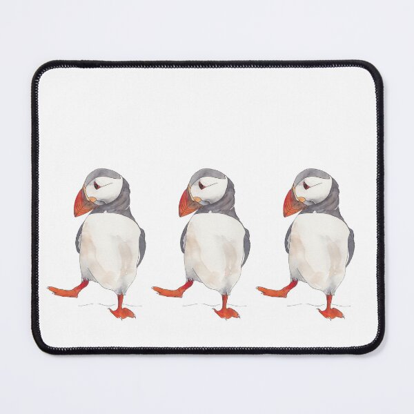Item preview, 3 Dancing puffins watercolor illustration designed and sold by kittyvdheuvel.