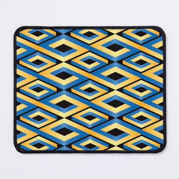 Item preview, (FLOWING) PENROSE CUBE V2 Loop Pattern -  GOLD and BLUE on BLACK Background (v2 GOLDBLUE on BLACK) © designed and sold by DesignsByLawerg.