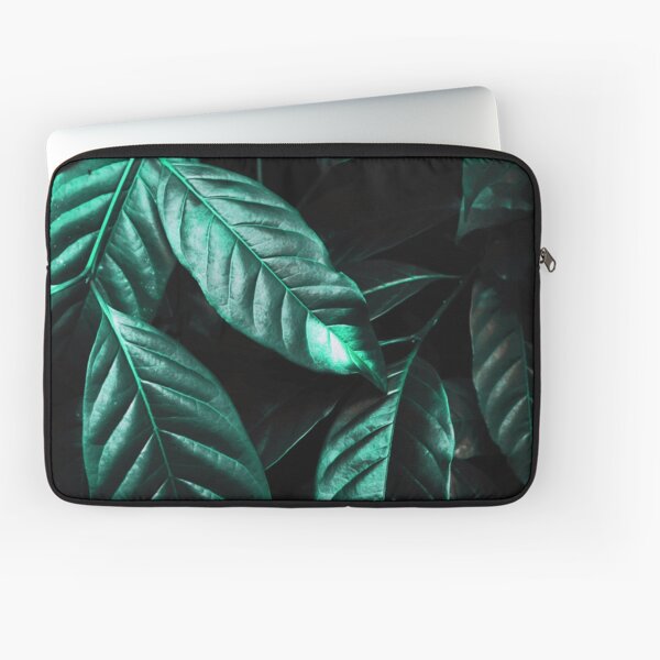 Shiny Emerald Green Leaves Laptop Sleeve