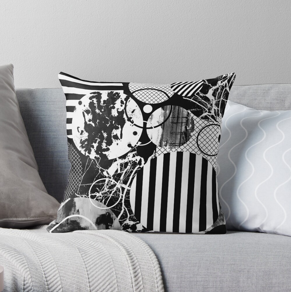 Beautiful And Charming Black And White Chaos Throw Pillow by Printpix TP-KUBYR1TM