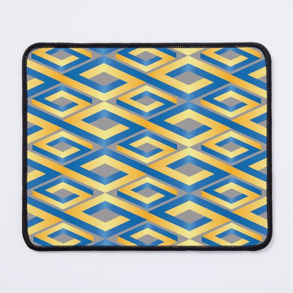 Item preview, (FLOWING) PENROSE CUBE V2 Loop Pattern -  GOLD and BLUE on GRAY Background (v2 GOLDBLUE on GRAY) © designed and sold by DesignsByLawerg.