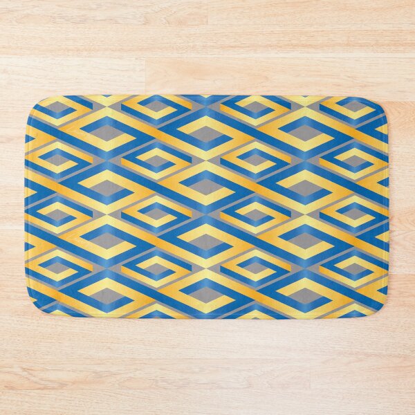 Item preview, (FLOWING) PENROSE CUBE V2 Loop Pattern - GOLD and BLUE on GRAY Background (v2 GOLDBLUE on GRAY) © designed and sold by DesignsByLawerg.
