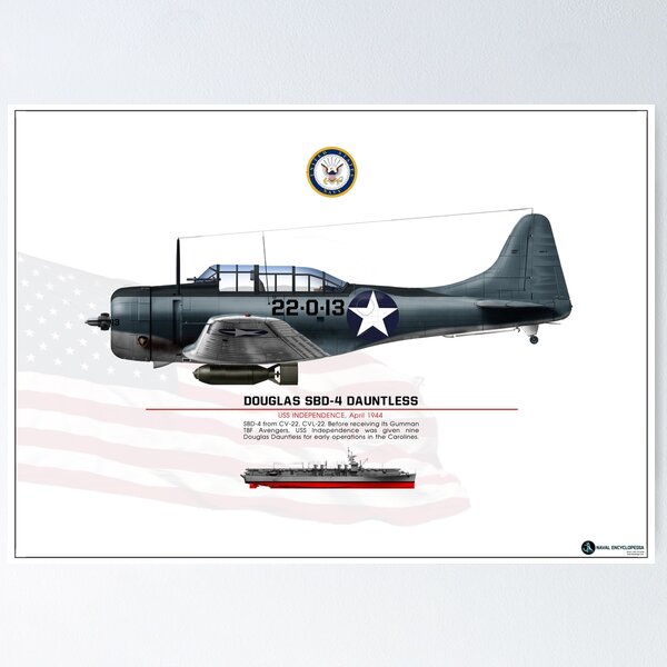 Douglas SBD-4 Dauntess, VC-22 USS Independence April 1943 Poster