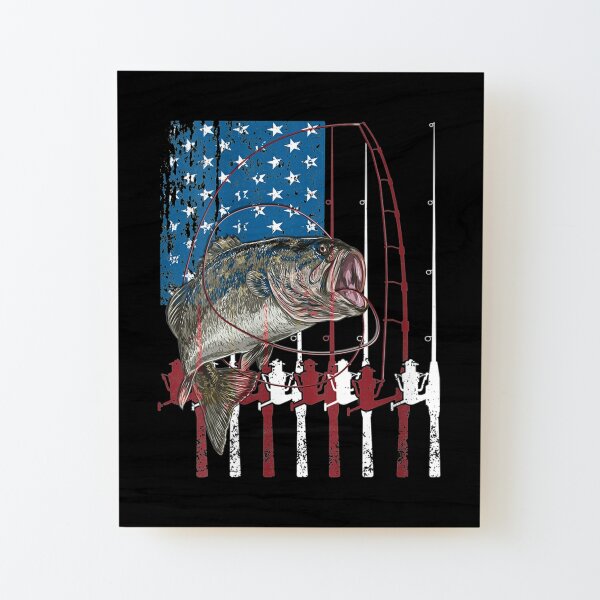 Wall Art - Striped Sea Bass American Flag 3D Wood Art