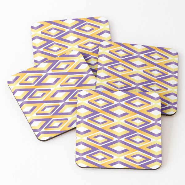 Item preview, (FLOWING) PENROSE CUBE V2 Loop Pattern - GOLD and PURPLE on WHITE Background (v2 GOLDPURPLE on WHITE) © designed and sold by DesignsByLawerg.