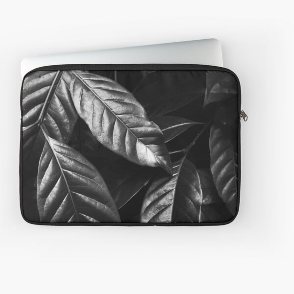 Shiny Black And White Leaves Laptop Sleeve