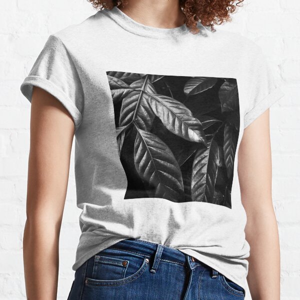 Glänzende schwarz-weiße Blätter Classic T-Shirt