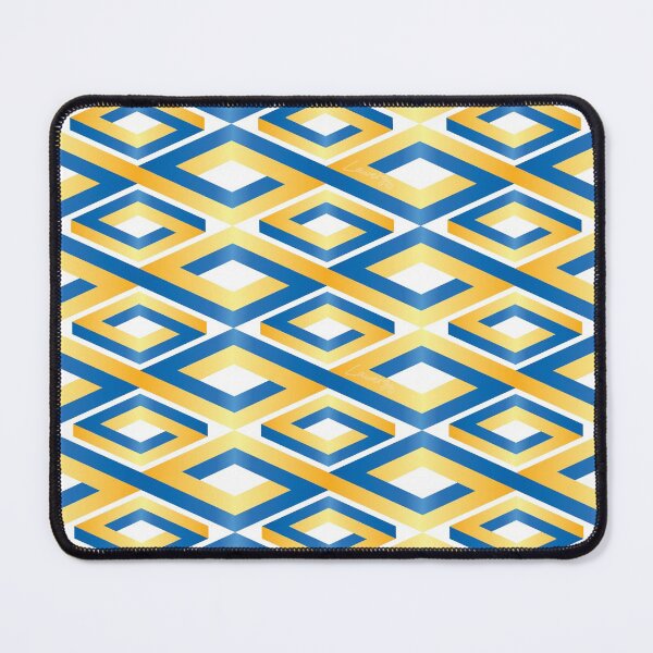 Item preview, (FLOWING) PENROSE CUBE V2 Loop Pattern -  GOLD and BLUE on WHITE Background (v2 GOLDBLUE on WHITE) © designed and sold by DesignsByLawerg.