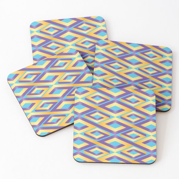 Item preview, (FLOWING) PENROSE CUBE V2 Loop Pattern - GOLD and PURPLE on TURQUOISE Background (v2 GOLDPURPLE on TURQUOISE) © designed and sold by DesignsByLawerg.
