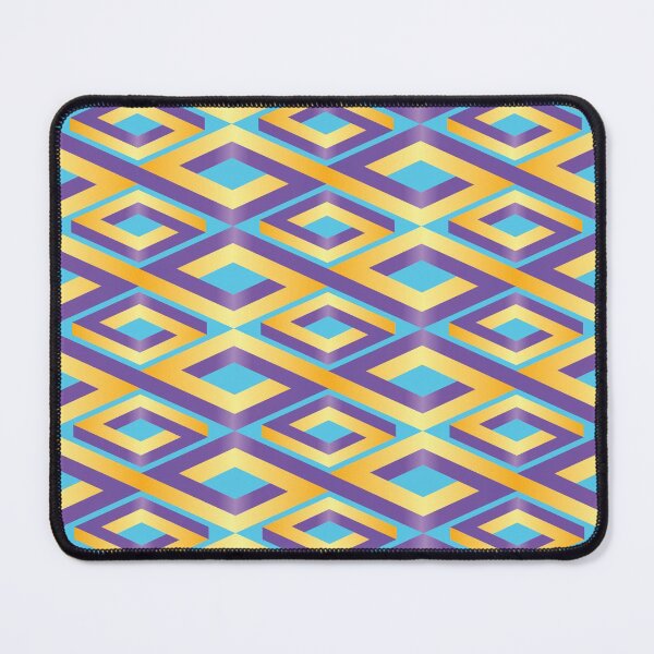 Item preview, (FLOWING) PENROSE CUBE V2 Loop Pattern - GOLD and PURPLE on TURQUOISE Background (v2 GOLDPURPLE on TURQUOISE) © designed and sold by DesignsByLawerg.