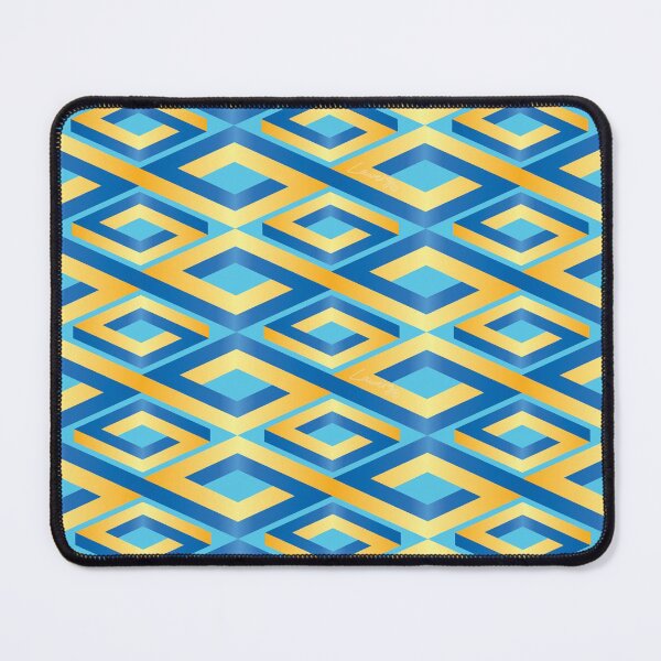 Item preview, (FLOWING) PENROSE CUBE Loop Pattern V2 -  GOLD and BLUE on TURQUOISE Background (v2 GOLDBLUE on TURQUOISE) © designed and sold by DesignsByLawerg.