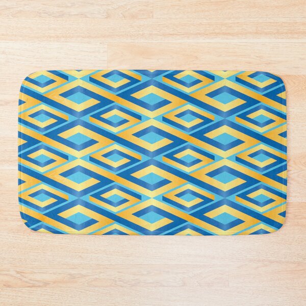 Item preview, (FLOWING) PENROSE CUBE Loop Pattern V2 - GOLD and BLUE on TURQUOISE Background (v2 GOLDBLUE on TURQUOISE) © designed and sold by DesignsByLawerg.
