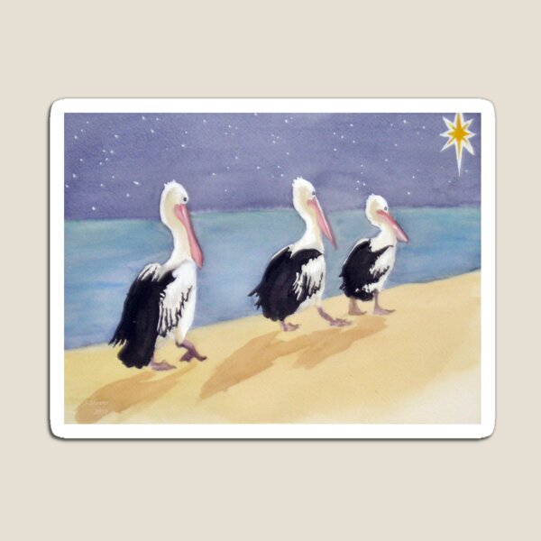 "Three Wise Pelicans" Magnet