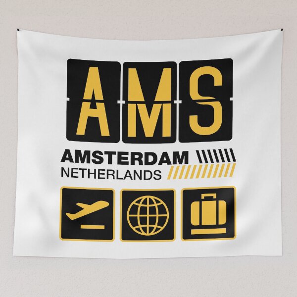 Item preview, Amsterdam Airport Tag, Netherlands Vacation Travel, AMS Airport Code, Amsterdam Holiday, AMS Luggage Tag, Amsterdam Gift Souvenir designed and sold by iconikit.