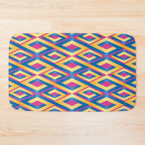Item preview, (FLOWING) PENROSE CUBE V2 Loop Pattern - GOLD and BLUE on PINK Background (v2 GOLDBLUE on PINK) © designed and sold by DesignsByLawerg.