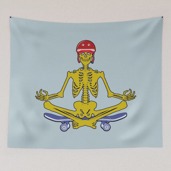 Item preview, Funny Meditating Skeleton Yoga on Skateboard, Halloween, meditation, Zen | designed and sold by Boom-llqb.