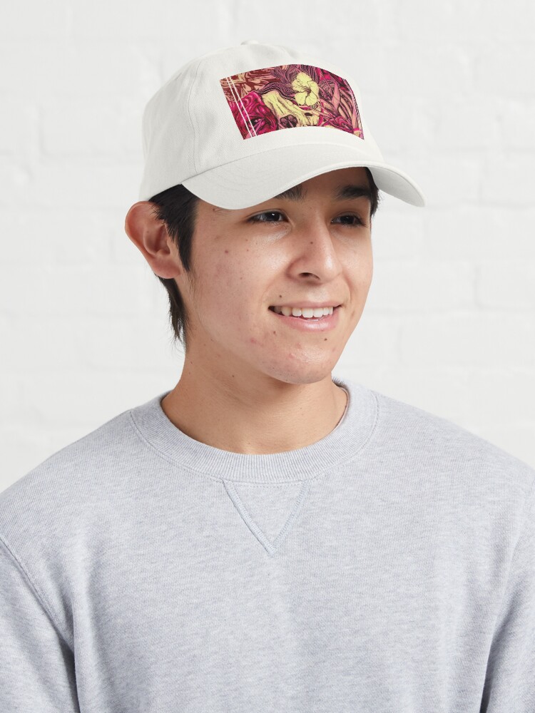 Alternate view of Sphynx cat and flowers Cap