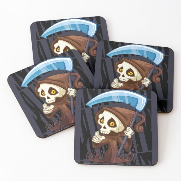 Item preview, Cartoon Grim Reaper in brown robe with halloween scythe designed and sold by yashik.