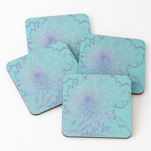 Item preview, Ink ouyline petal of the chrysanthemum flower on blue tone colour. designed and sold by Trianglegreen.